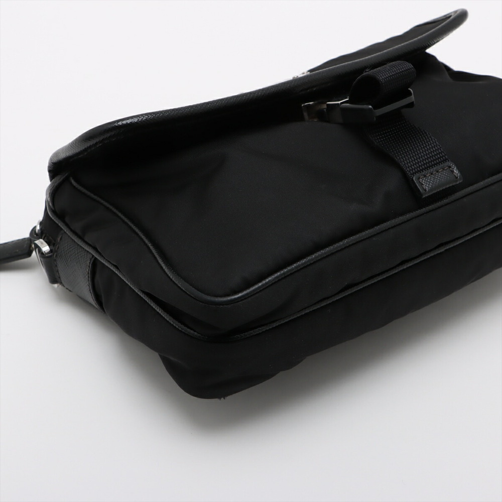 Prada black bag shoulder Tessuto leather nylon - Picture 4 of 8
